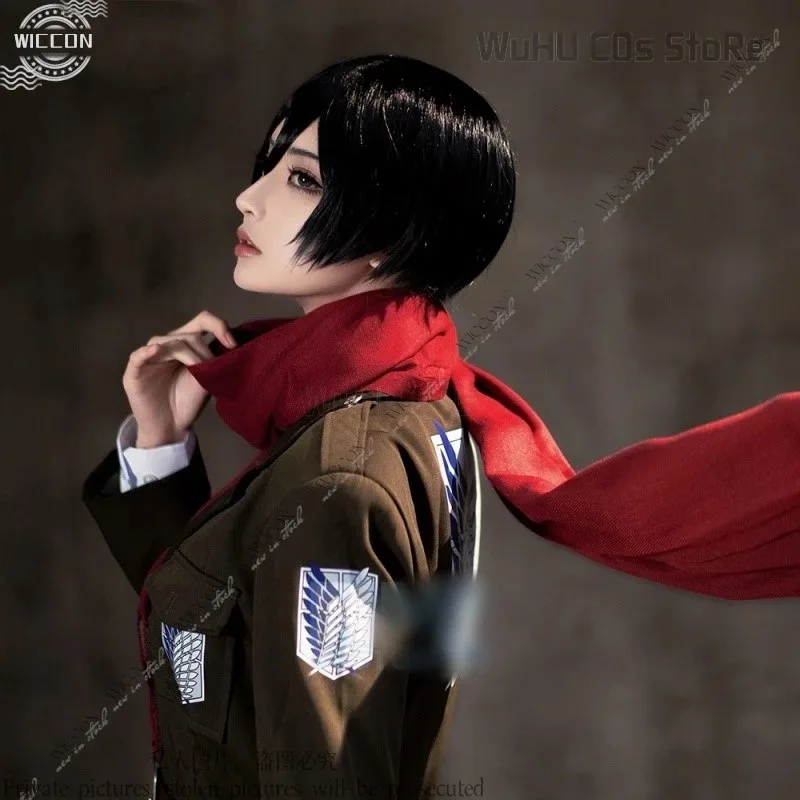 미카사 애커먼 파이널 시즌 코스프레 의상 가발 타이탄 전투 드레스 조사병단 공격 여성 남성 전쟁 할로윈 롤플레잉;6,r