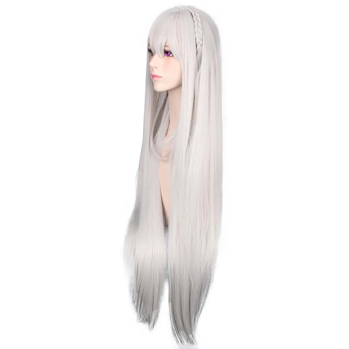 المرأة إعادة: صفر – بدء الحياة في عالم آخر إميليا كوسبلاي شعر مستعار صناعي فضي طويل #2