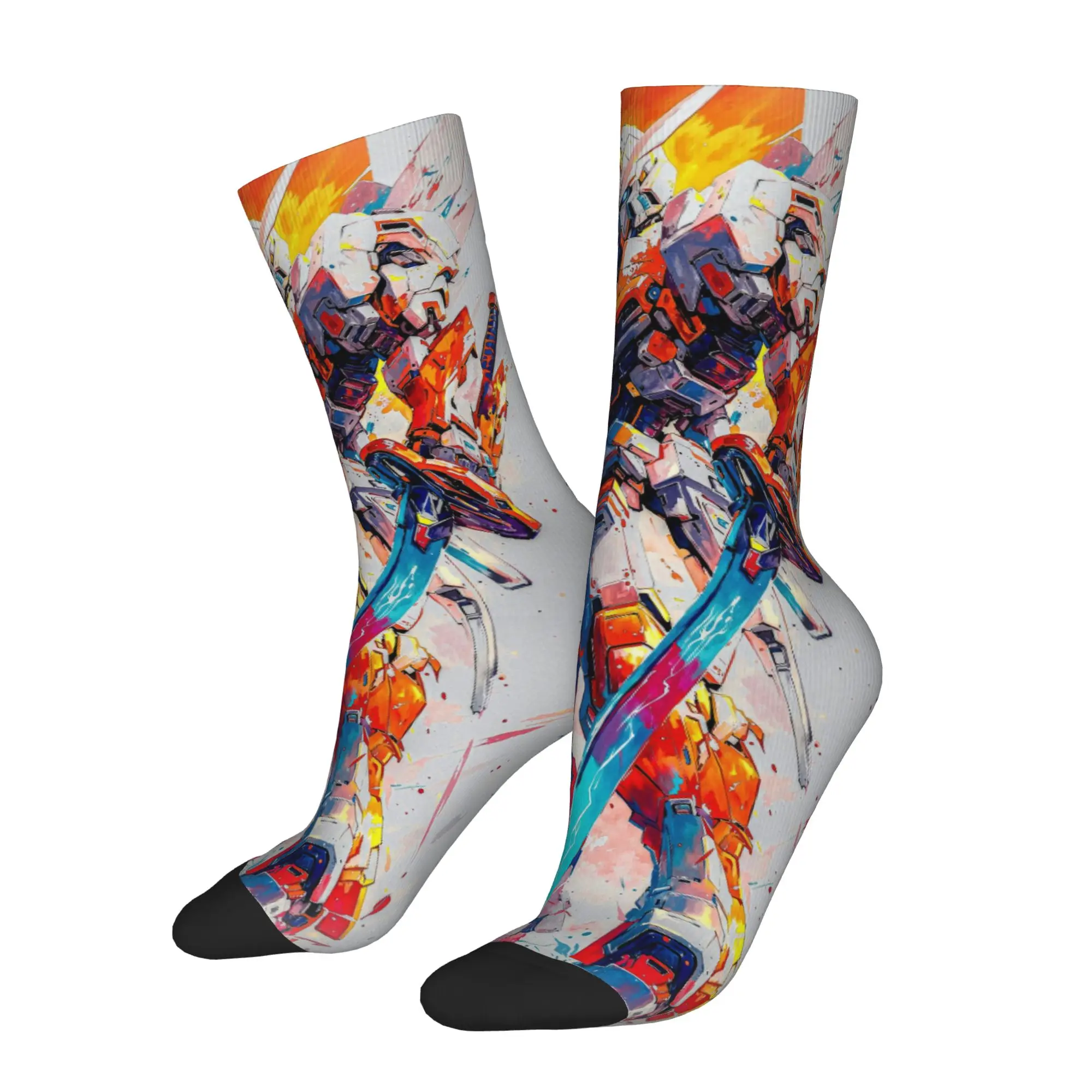 

1 Pair Funny Sock Gundam Robot Movies (18) Harajuku Seamless Pattern Printed Men Socks Novelty Men's Socks