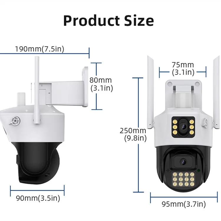 2MP 1080P ICsee APP Dual Lens Full Color Wireless PTZ IP Dome Camera AI Humanoid Detection Home Security CCTV Baby Monitor