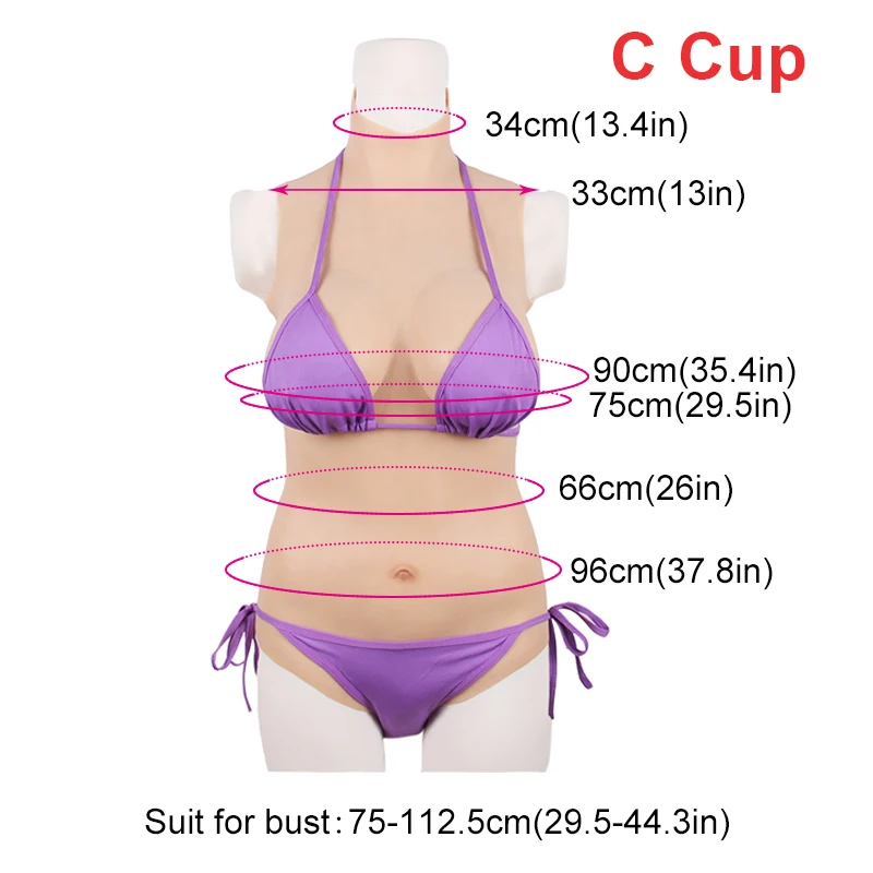 Tgirl Cosplay Sissy C Cup Female Fake Boobs Suit Breast Forms One-Piece Tight Insertable for Crossdresser Transgender Dragqueen