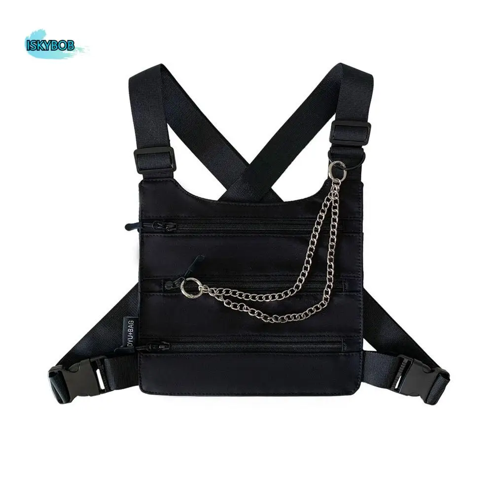 

Fashion Multi Pocket Men Chest Bag Large Capacity Nylon Man' s Vest Bag Streetwear Phone Pack Message Crossbody Pouch Outdoor
