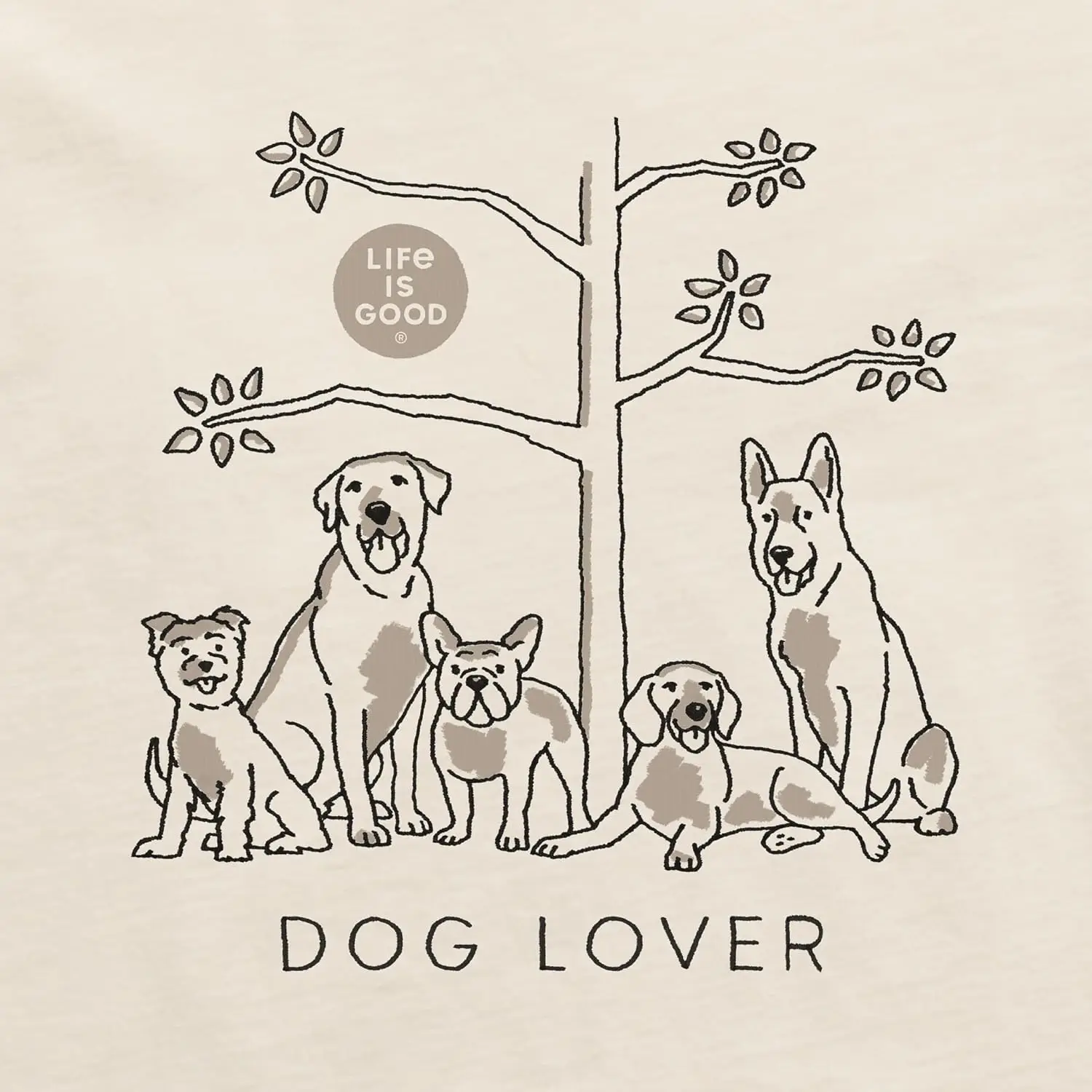 Women's Crusher T, Short Sleeve Cotton Graphic Tee Shirt, Dog Lover Tree