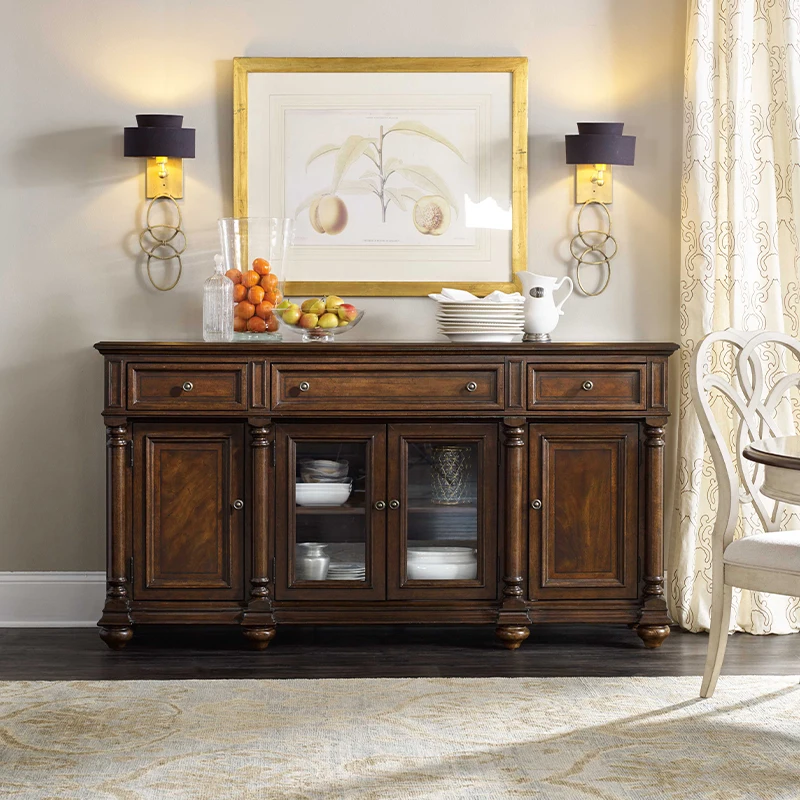 

Обеденный боковой шкаф из массива дерева, ретро-гостиная, украшение для дома, шкафчик