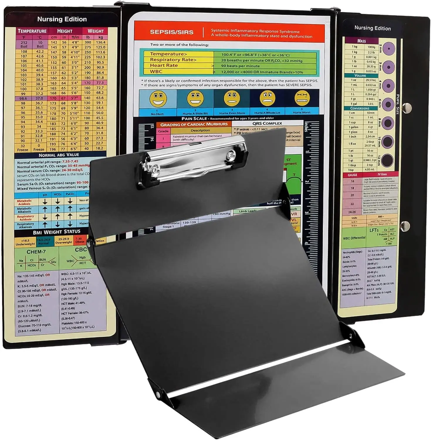 

Медицинский планшет-клипборд с справочными материалами, 3-слойный блокнот для студентов, медсестер, врачей, черный цвет