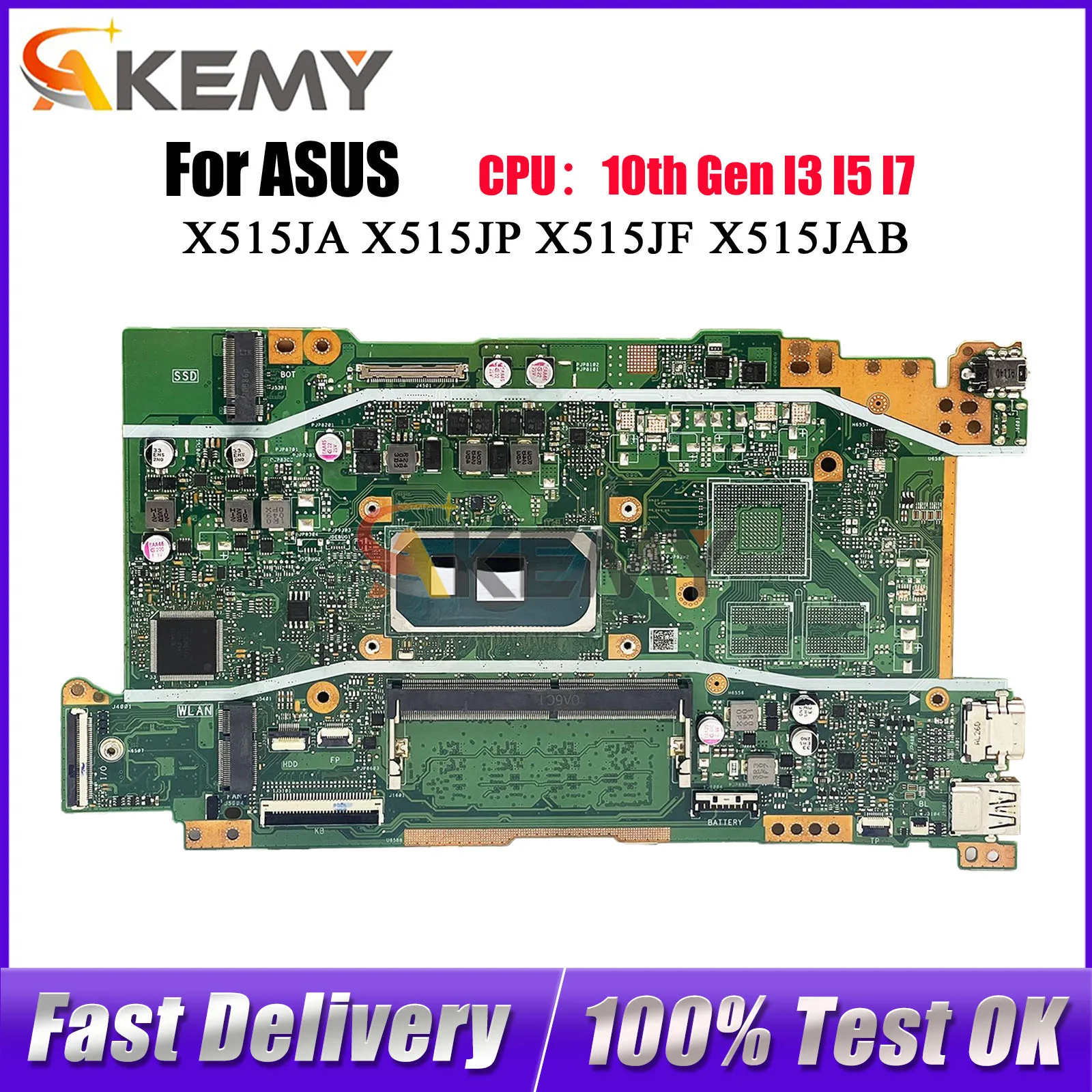 X415JA Laptop Motherboard For ASUS VivoBook X515JA A416J X515JF V5200J X415J X515JP X515JAB V4200J Mainboard  With  I3 I5 I7 CPU