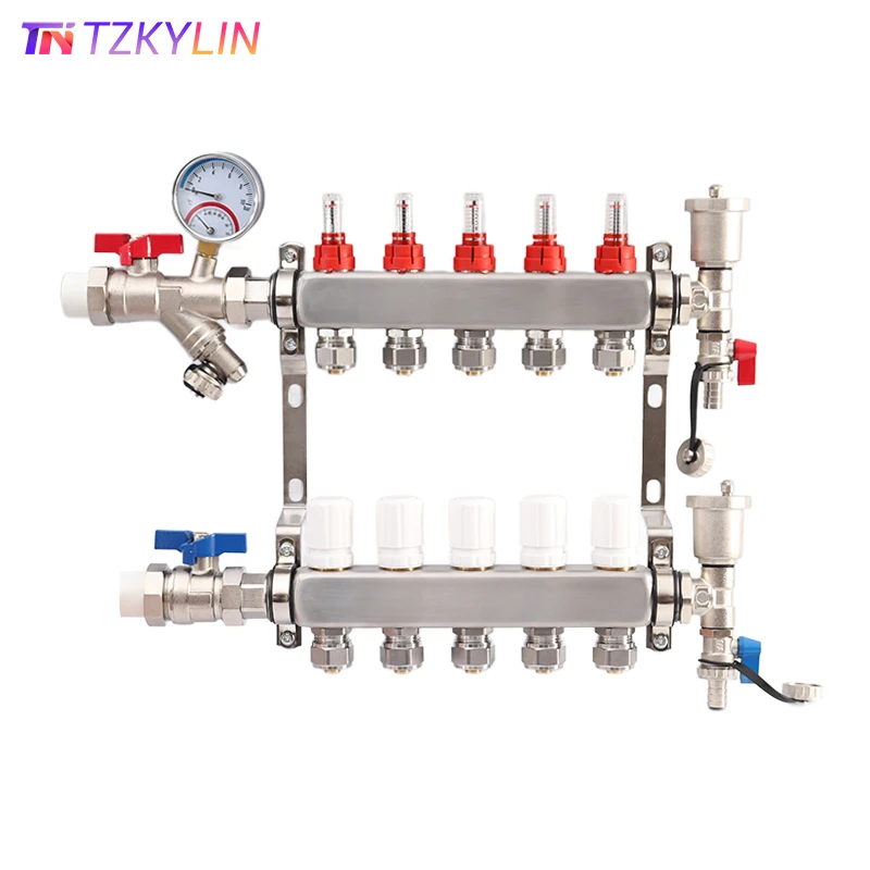 2-12 Loops Radiant Heat Manifold,PEX Tubing Manifolds with Compatible Outlets (1/2\