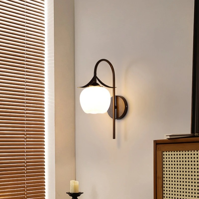 كريم الرياح الرنين السحلية الزجاج السرير مصابيح الحائط بسيطة ودافئة غرفة نوم دراسة غرفة المعيشة حائط الخلفية الشمعدانات مقهى تركيبات #2