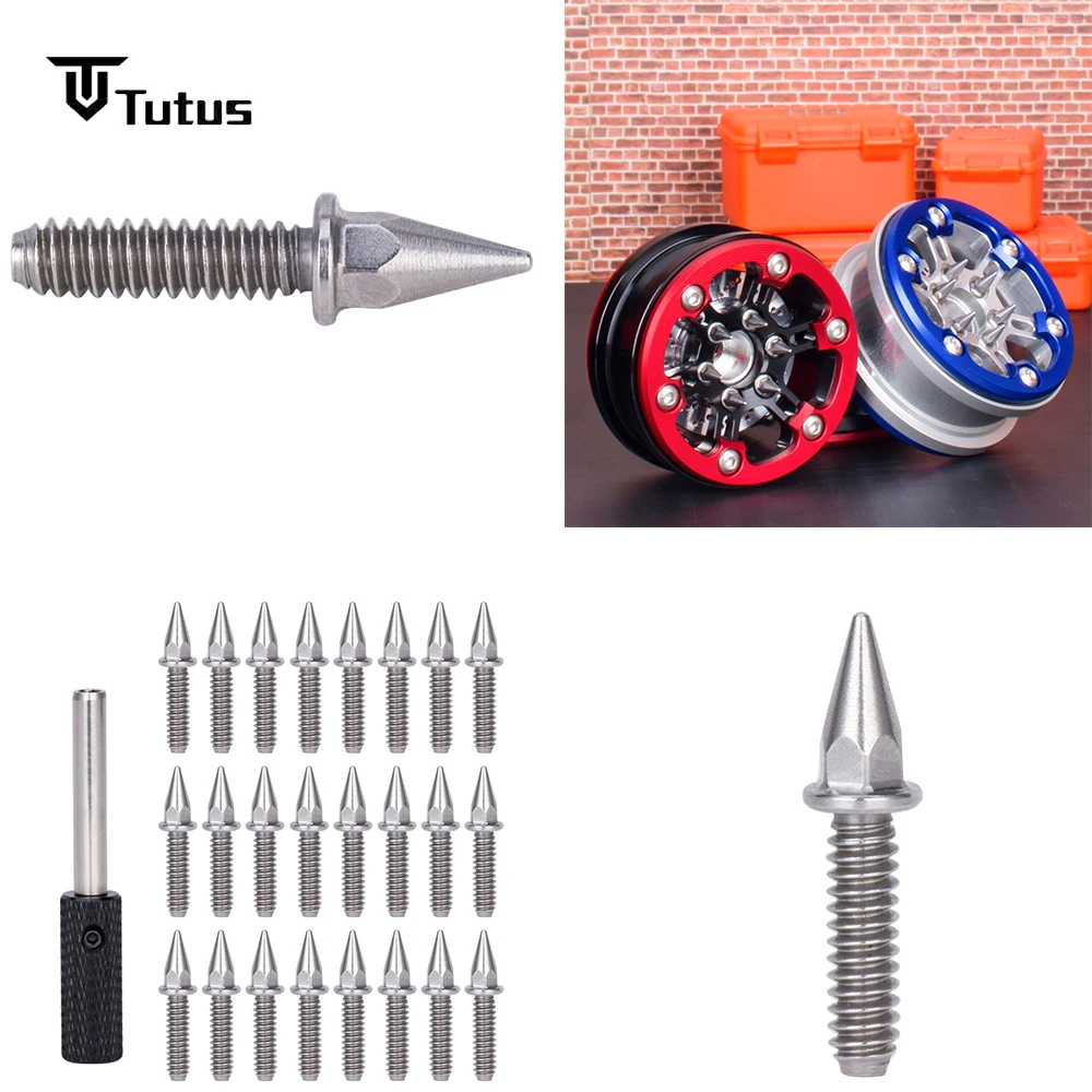 24pcs Hex Socket Screws for 1/10 1/8 Scale RC Crawler - Spiked Hexagon Bolts with Screwdriver (Fit SCX10, D90, TRX4)