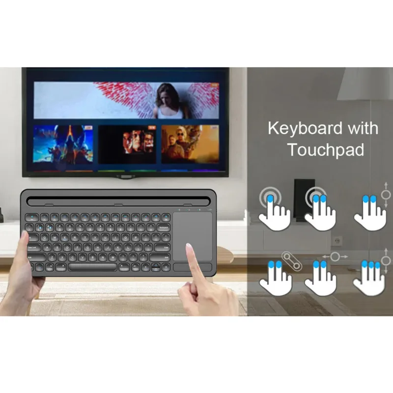 Imagem -05 - Teclado sem Fio Clique Silencioso com Suporte do Telefone Multi-touch Pad bt Dual Mode Recarregável Ipad Telefone Laptop