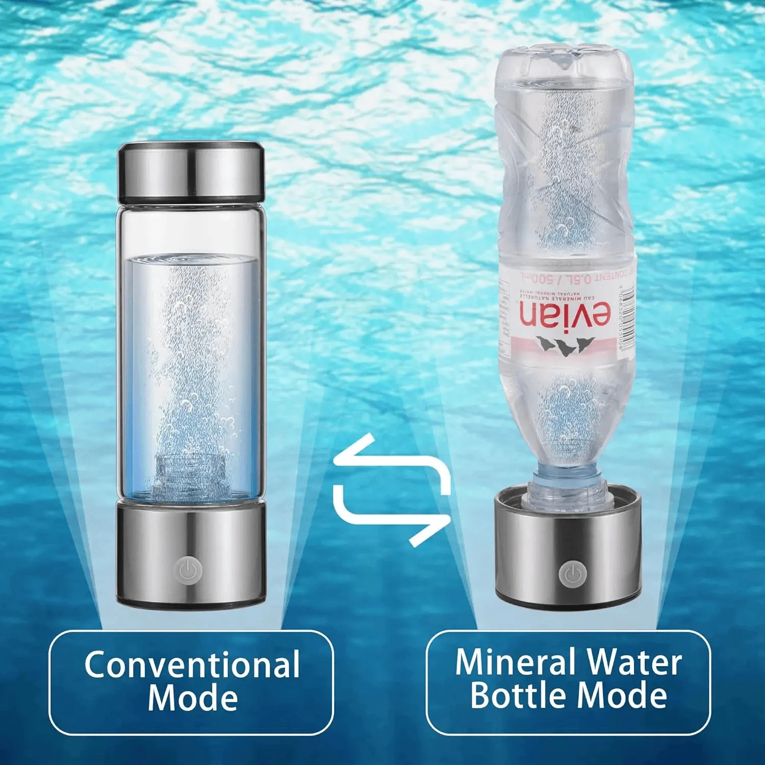 Hydrogen Water Bottle Portable Rechargeable Hydrogen Water Bottle Generator with SPE and PEM Technology HYDROGEN WATER