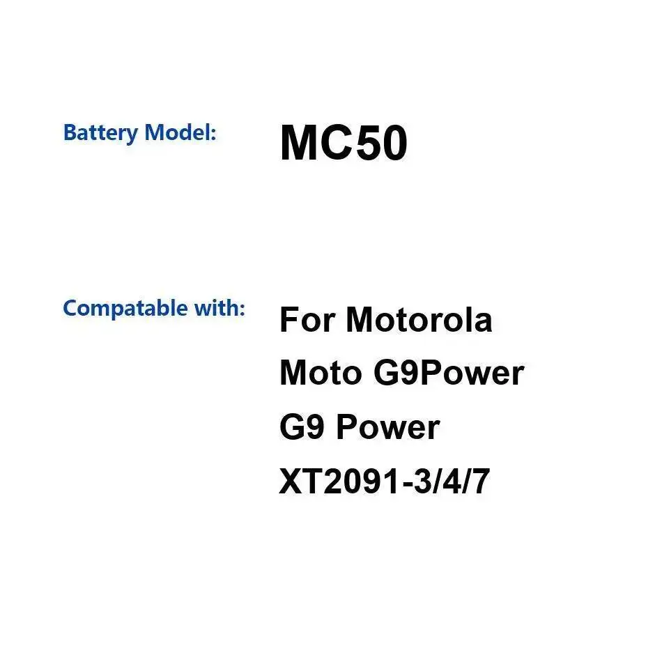 

Для Motorola Moto G9 Power XT2091-3 4 7 аккумулятор мобильного телефона надежный аккумулятор высокой емкости 5640 мАч MC50