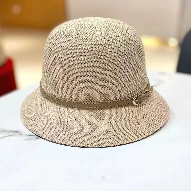 New Women\'s Sun Hat Simple Linen Breathable Refreshing Hat Summer Travel Sunscreen Sun Ribbon Decoration Foldable Straw Hat Gift