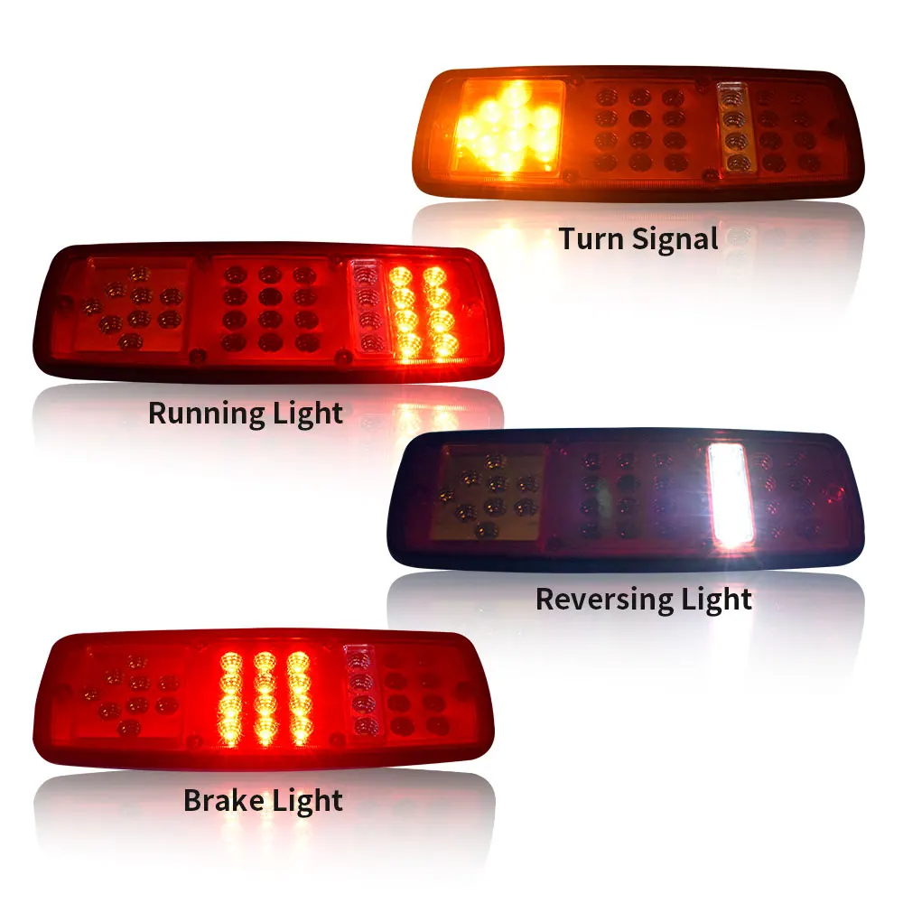 2 Stück Hochleistungs-LED Universal-LKW-Rücklicht Bremslicht Blinker Rückfahrlicht Wasserdicht 12V/24V für Lastwagen Anhänger Wohnmobile – Detail 7