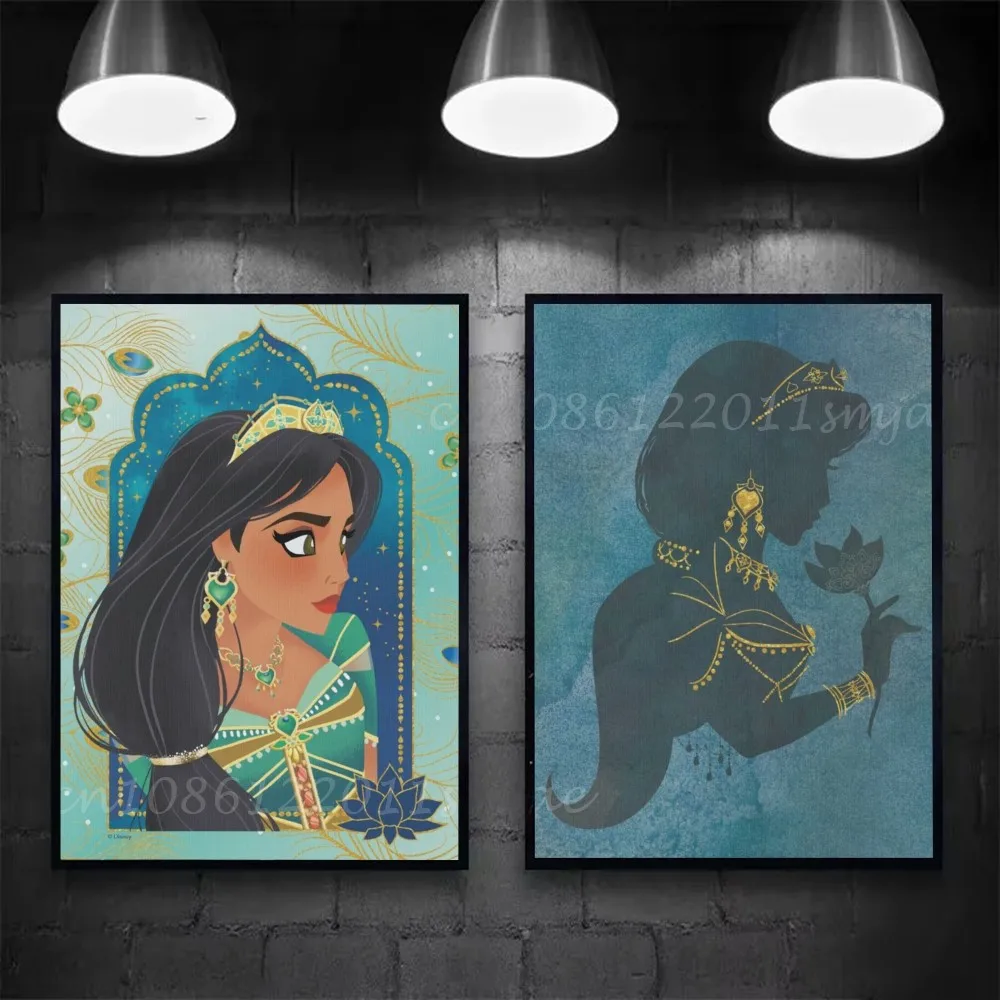 D-disney Princess Jasmine ملصق فني ذاتي اللصق مقاوم للماء ورق ملصق مقهى بار غرفة جدار ديكور