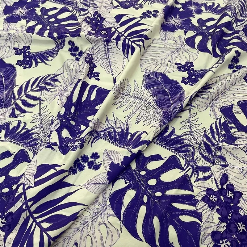 Europe And America Fashion Turtle Backed Leaves Printed Twill Polyester Fabric For Women Dress Blouse Handmade DIY Cloth Sewing