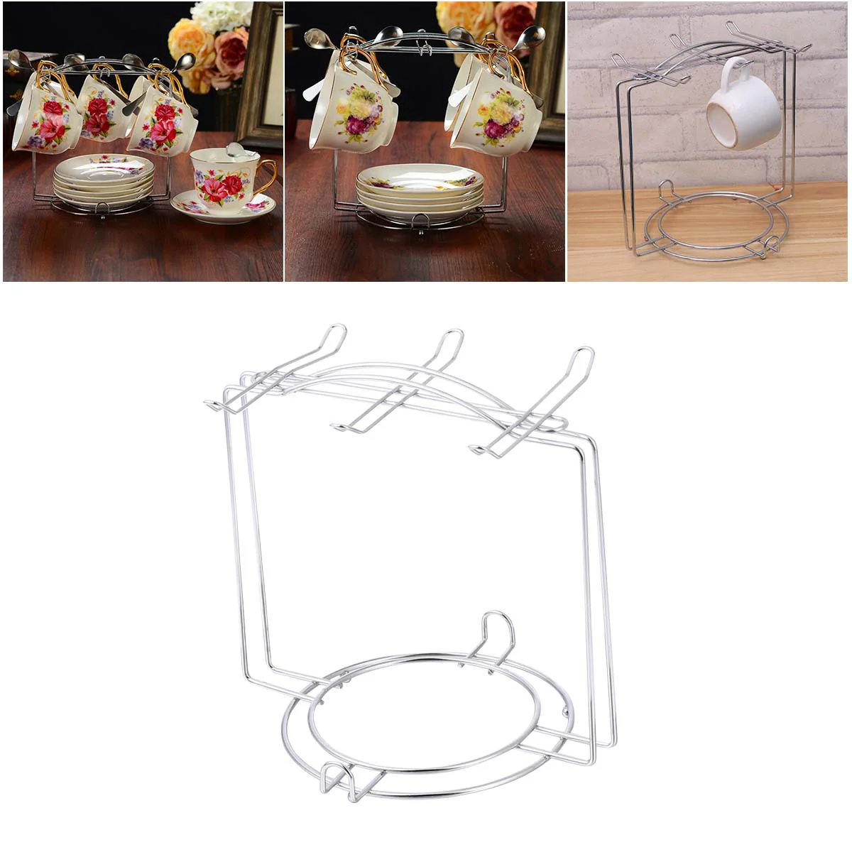 Mug Holder Espresso Coffee Counter Shelf Organizer Cup Gold Decor Plate Glasses