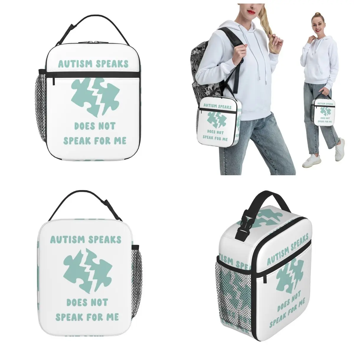 Autism Speaks Merch Insulated Lunch Bag For Work Autism Skeleton Food Storage Bag Portable Thermal Cooler Lunch Boxes