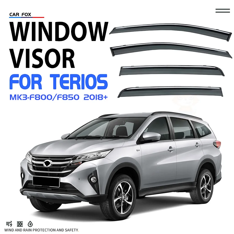 

Пластиковый козырек для окон Daihatsu TERIOS J100 F800 F850 1997-2005 2018-2023, оттенки для вентиляции, защита от солнца, дождя, 4 шт./комплект