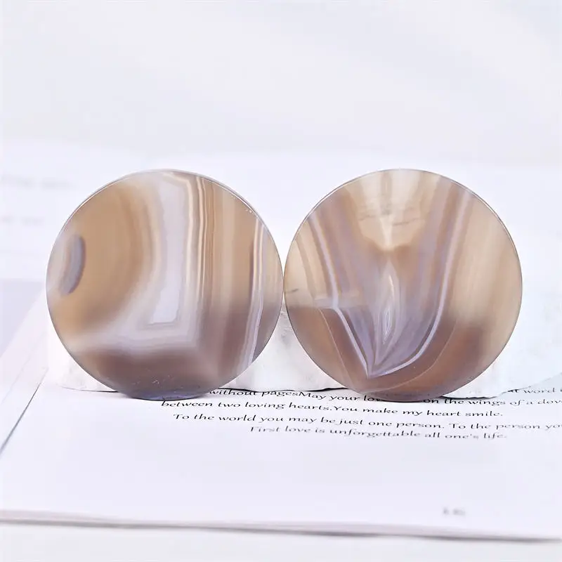 1PC Natural striped agate round slice, smooth and polished, suitable for home decoration, ornaments