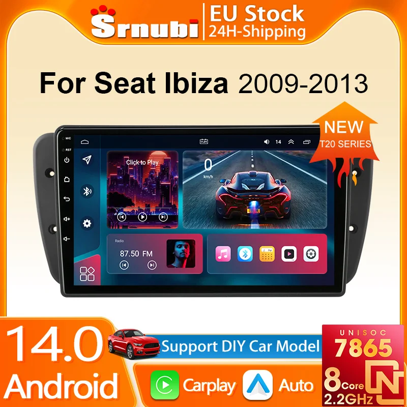 Srnubi 2 Din Radio para Auto con CarPlay Inalámbrico, Android Auto, Navegación GPS, Bluetooth, Tema Personalizable, DSP, EQ para Seat Ibiza 6j 2009-2013 1