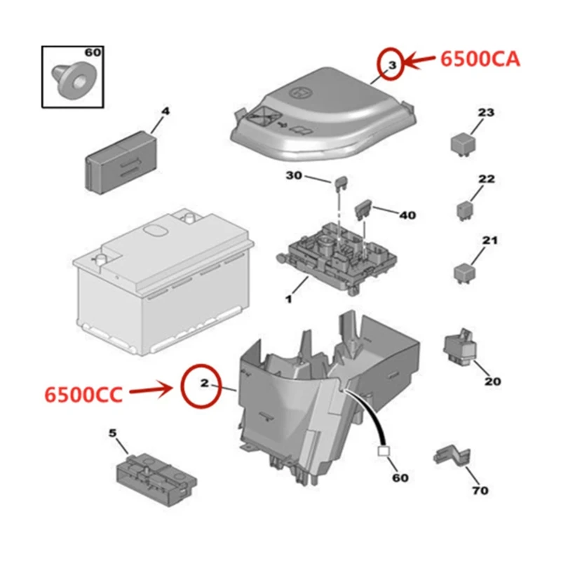 Imagem -03 - Sega Verificação Suporte e Caixa de Fusíveis Tampa Superior Peugeot 3008 307 308 408 5008 Rcz Parceiro b9 Citroen c4 Ds5 6500ca