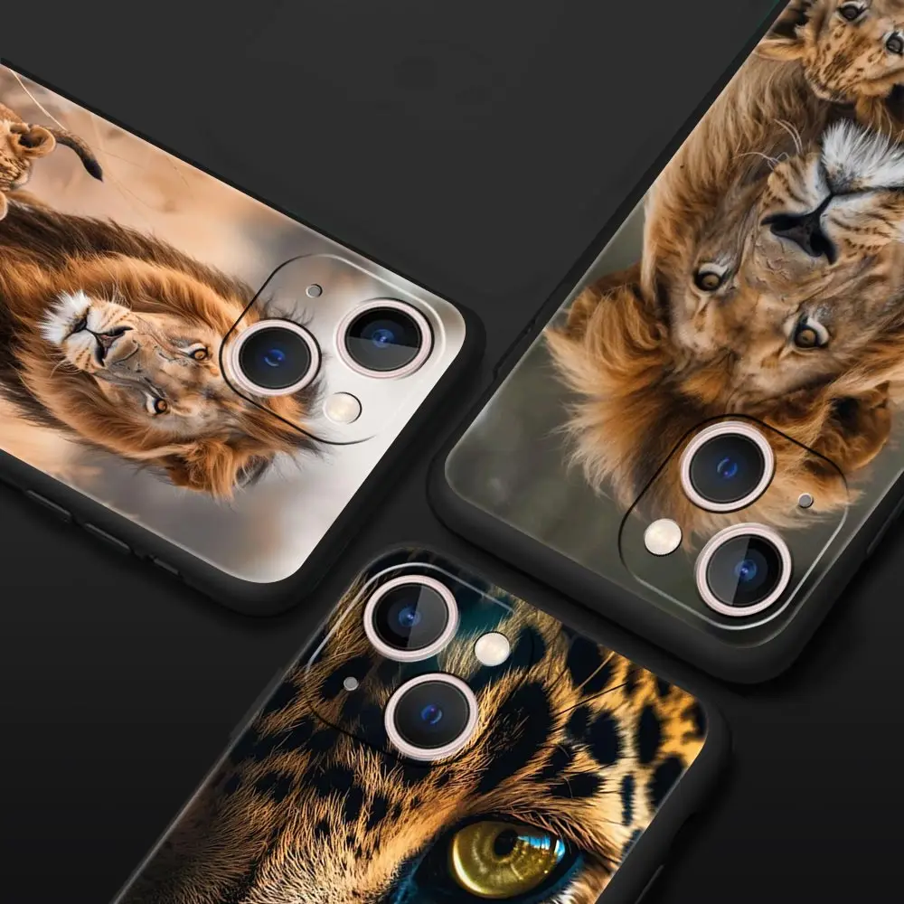 Lion Alpha Male Cub Luxury Phone Case For Apple iPhone 16 11 15 14 Pro MAX 12 13 7 8 Plus X XR XS SE Silicone Black Cover