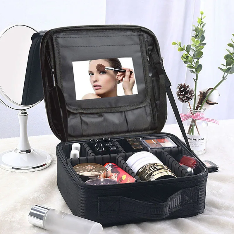 Portable Professional Makeup Case Waterproof Travel Makeup Bag Female With Mirror Cosmetology Nail Tool Suitcase For Women