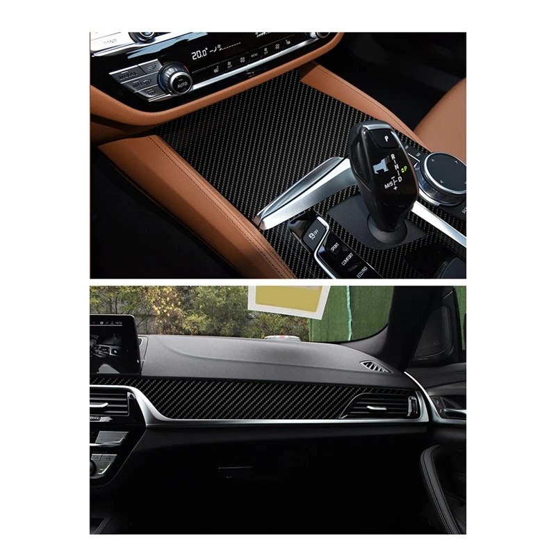 Car Interior Trim Protective Film Decoration 5D Carbon Fiber Vinyl Sticker For-BMW 5 Series G30 G31 2017-2020