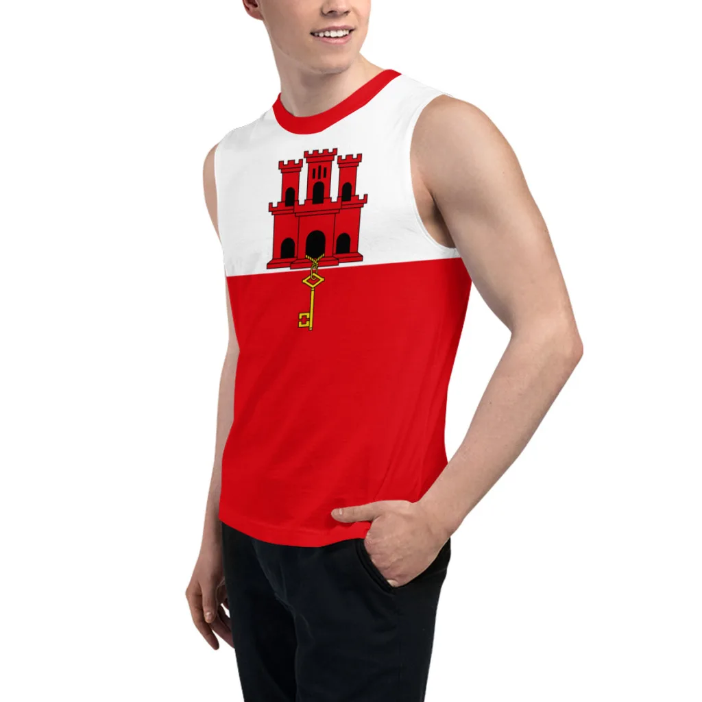 Sleeveless T-shirt Gibraltar Flag 3D Men's Boys Tshirt Gyms Tank Tops Fitness Joggers Basketball Training Vest