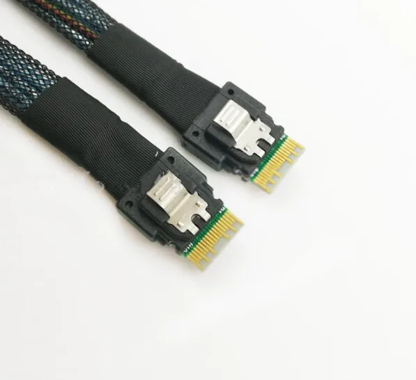 1m SFF-8654 4i 38pin SlimLine SAS 4.0 Host to SFF-8654 38pin Target Raid Cable