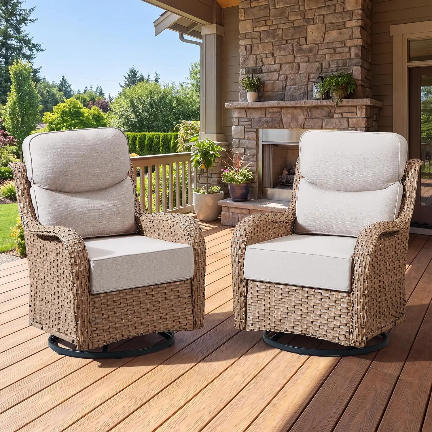 Outdoor Patio Furniture Set 6-Inch Thick Cushions Yellow Beige, Customized