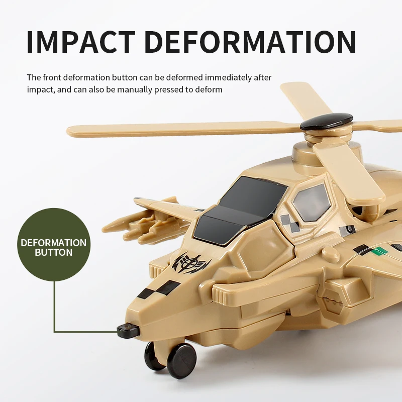 Transforming Plane Deformed Helicopter Collision Deformed Toy Children\'s Day Birthday Gift Puzzle Military PK Toy Robot gunship