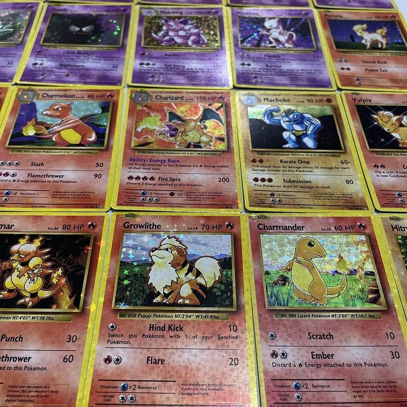 Cartes Flash Pokemon en aluminium, 1ère édition, Charizard Blastoise Venusaur Mewtwo, Collection de jeux PTCG Proxy, 1996