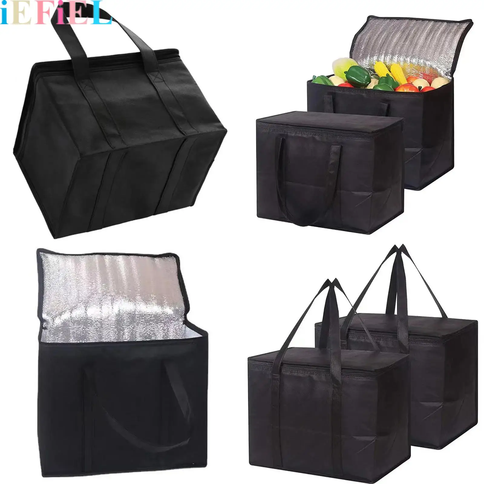

1Pcs Large-Capacity Waterproof Bag Non-Woven Handheld Aluminum Foil Foldable Outdoor Insulated Bag for Camping