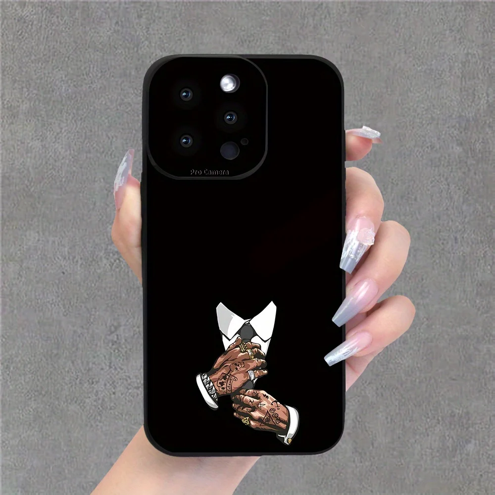 Handsome suit men's black printed phone case suitable for iPhone 17 16 15 14 13 12 11 Pro/Max/Plus anti drop and shockproof