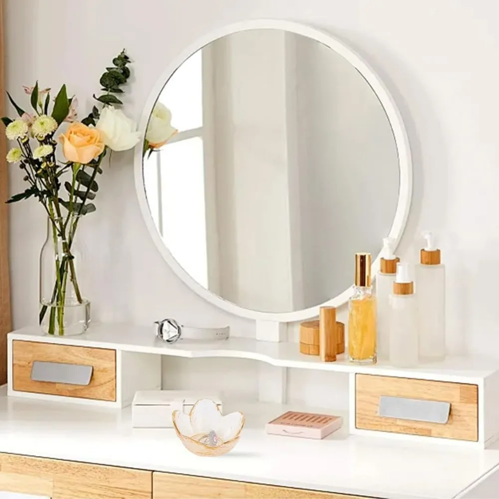 2 pezzi di vetro per gioielli, vassoio per gingilli, 3.48x3.54x1.57 pollici, anello per fiori arancioni, portapiatti, piccola chiave, ciotola in vetro estetico