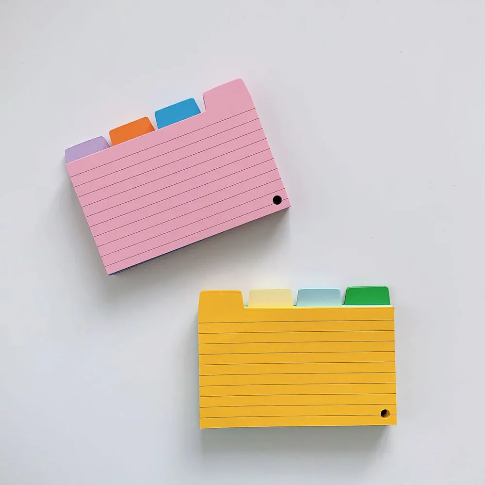 100 Sheets Index Sheet Sticky Notes, Each with Four Colors, Note Horizontal Lines, Separator Cards, Bookmark Book