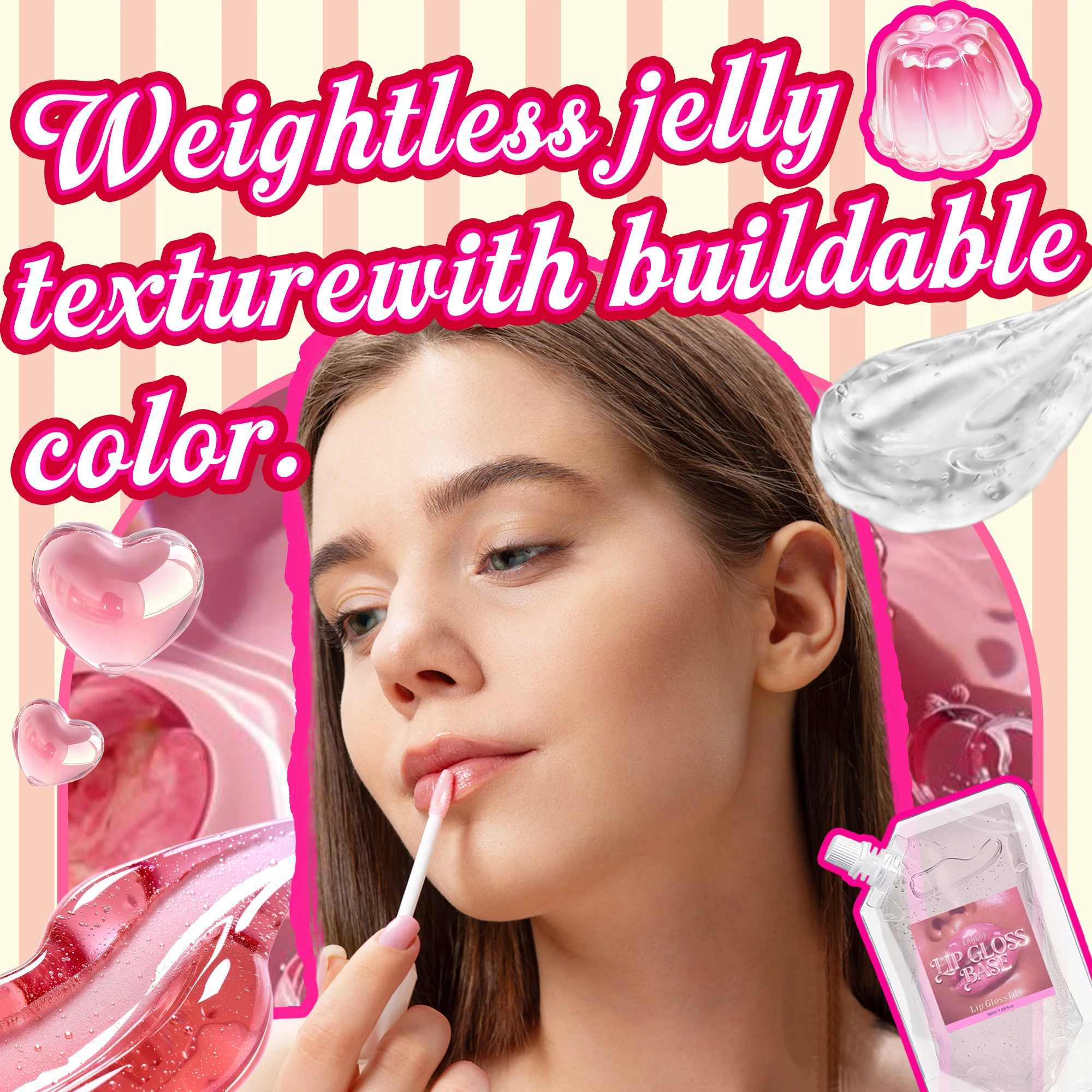 DIY lip gloss gel for perfect shine, non-sticky, transparent, moisturizing, odorless, blending magic, tinted, scented,shimmering