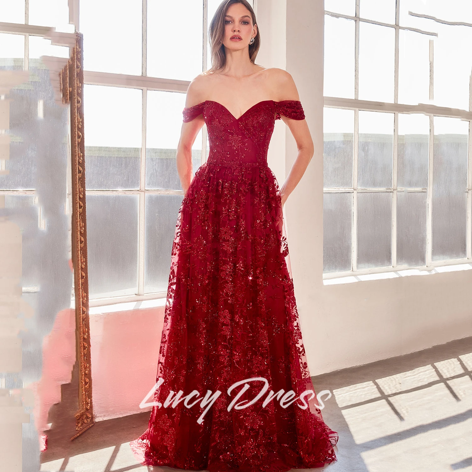 

Lucy Customized Evening Dresses for Special Occasions Prom Dress Woman Glitter Fabric Sharon Happy Evening Dresses Party Dress