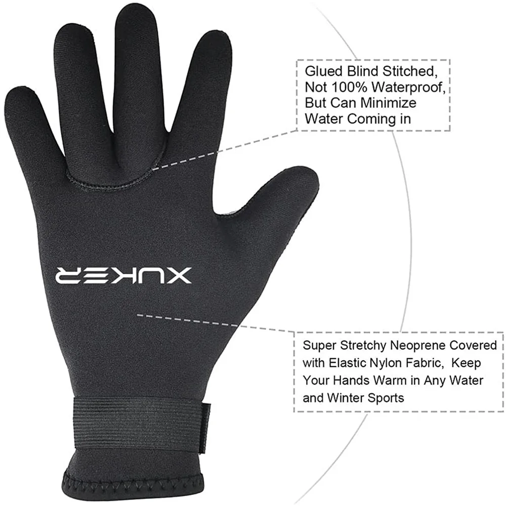 Guantes de neopreno para buceo, Manoplas de 3mm y 5mm que mantienen el calor para esnórquel, remar, surf, kayak, canoa, pesca submarina, esquí,