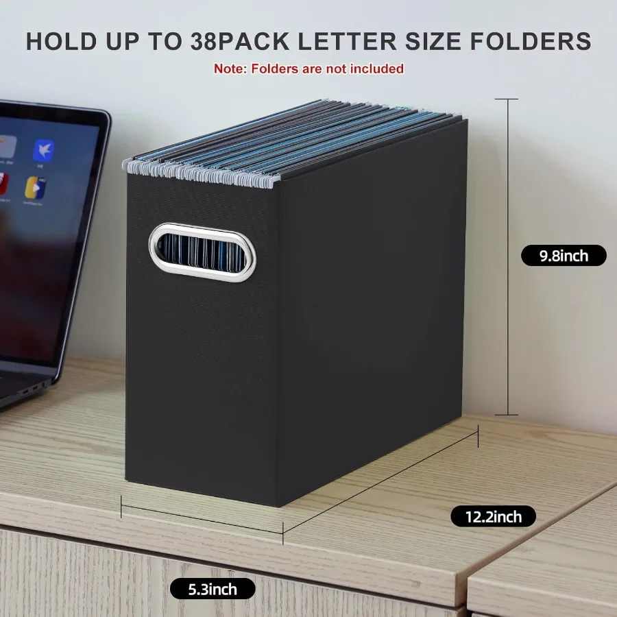 File Organizer 2 Packs Small Storage Box Cardboard File Folder Organizer Collapsible File Box for Hanging File Folde Letter Siz