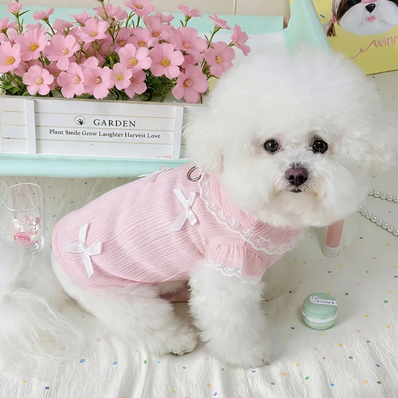 Sudadera con capucha rosa y azul para perros y gatos con lazo - imagen 3