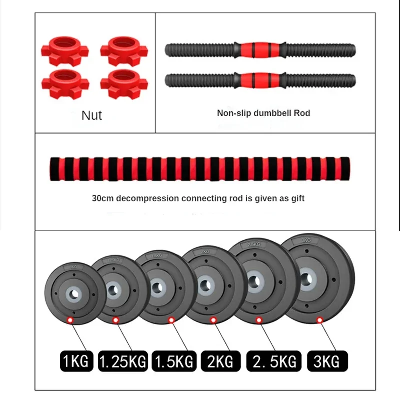 Wholesale Fitness Equipment Fitness Adjustable Rubber Coated Steel Two-in-one Dumbbell 10-40kg Combination Barbell Dumbbell Set.