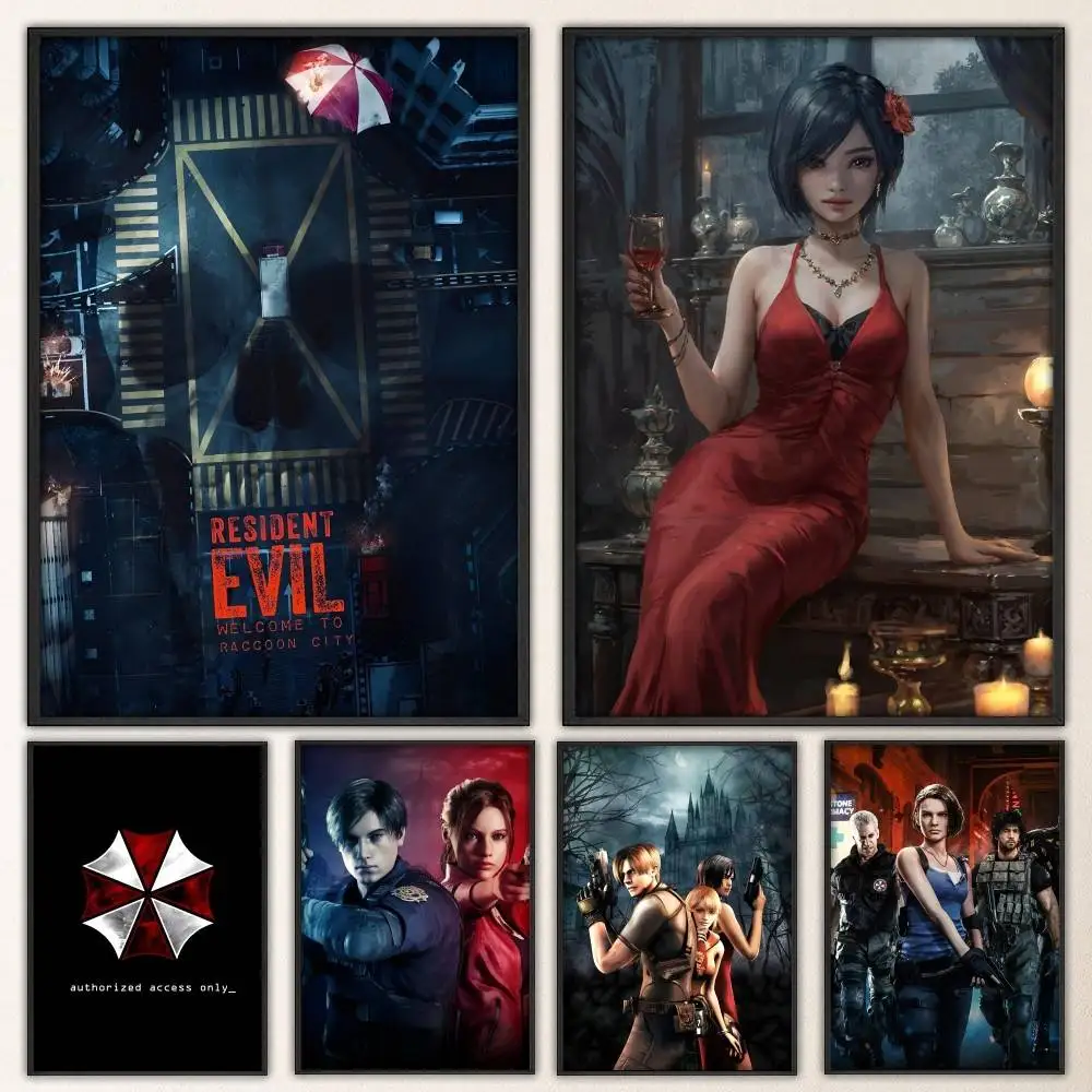 ملصق حائط فاخر لفيلم R-Resident Evil لغرفة المعيشة وغرفة اللوحة الزخرفية الرجعية