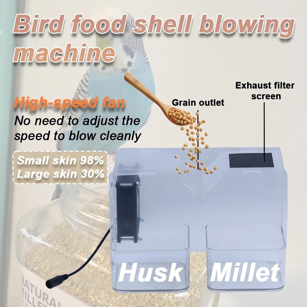 Bird Seed Shelling Machine Acrylic Grain Blowing Cleaner Winnower Sturdy Wind Sheller Easy to Store Compact Design for Home