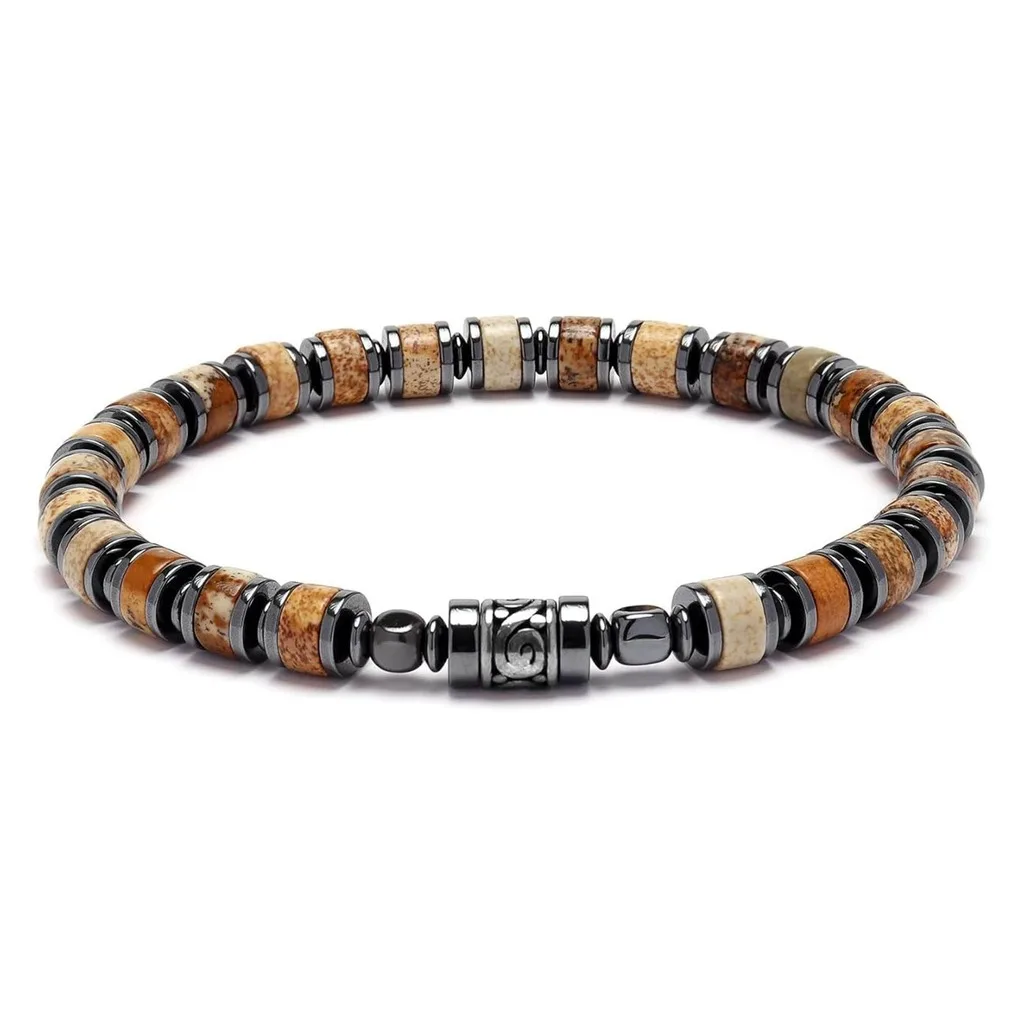 Fashion Daily Jewelry Metallic Natural Stone Bracelet Metal Spacer Bracelet Bohemian Elastic Unisex Bracelet For Friends Daily