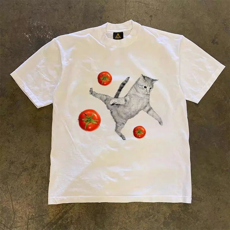 Loose Fit Cotton T-Shirt Unisex Short Sleeve Double Thread UPUPXIA Hero Print Sweat Absorbent round Neck Casual Summer Top