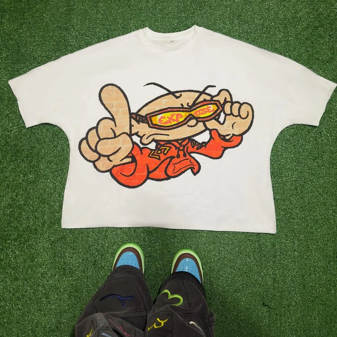 

Gothic Cartoon Graphic Print Loose T-Shirt Oversized Hip Hop Cotton Men Women Classic Short Sleeve Harajuku Streetwear Tops y2k
