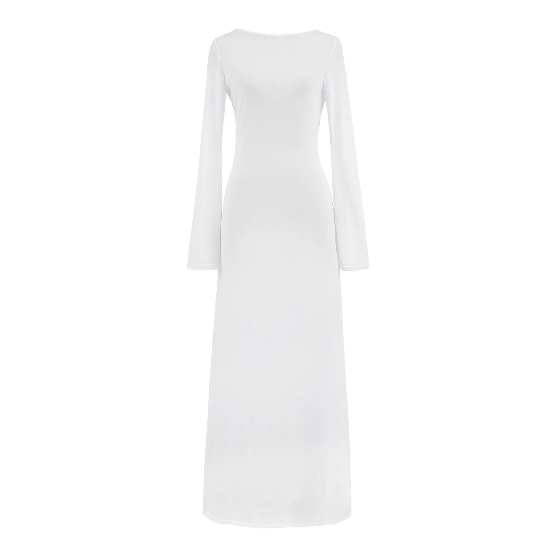Robe longue transparente à manches longues pour femmes, vêtements de plage, Sarelle, dos bas